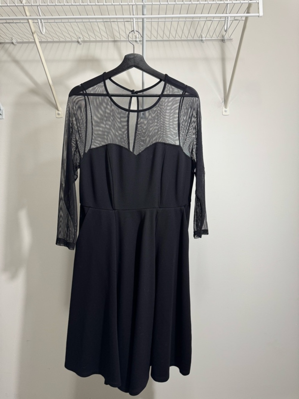 Torrid Size 12 Black Mesh Yoke Fit-and-Flare Dress